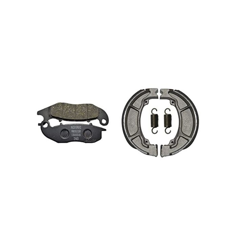 NIKAVI Front & Rear (Combo) Brake Pad + Brake Shoe Set Compatible for Honda Shine Latest Models (DP9+BSS01)