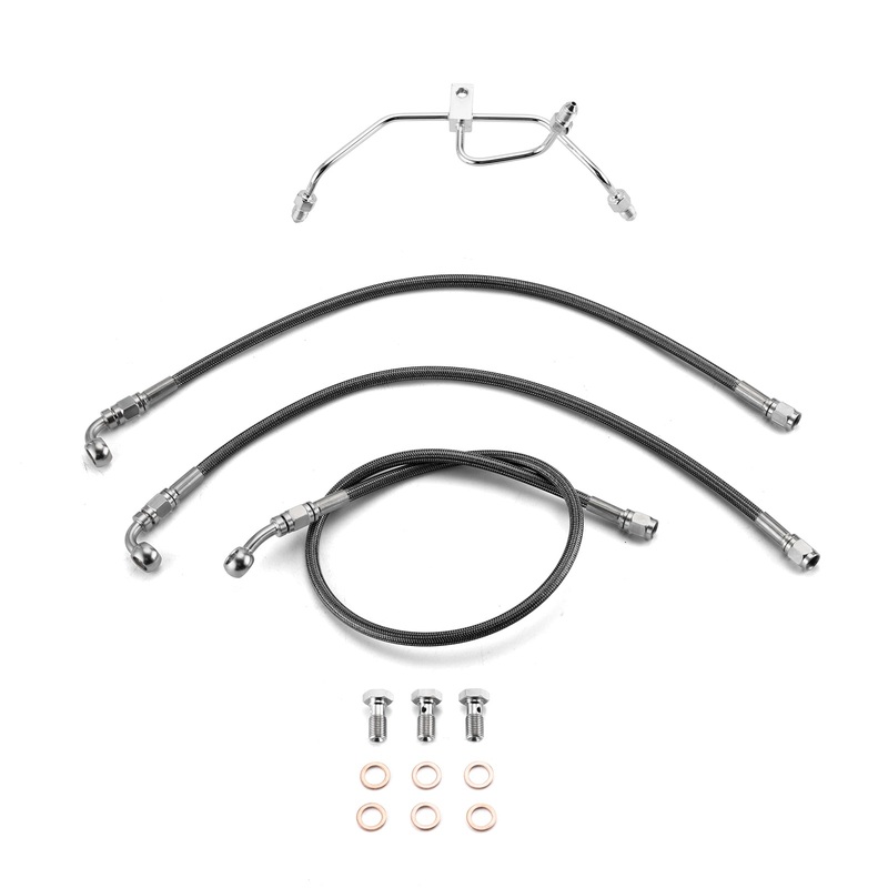 2009-2017 Dyna Fat Bob / Low Rider Non-ABS Models Extended Length Non-ABS Hydraulic Front Brake Line Kit (for 16″-18″ Handlebar)