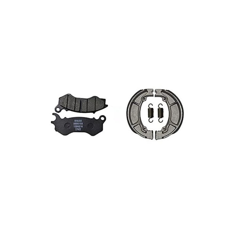 NIKAVI Motorcycle Front & Rear (Combo) Brake Pad + Brake Shoe Set Compatible for Honda Trigger (DP16+BSS01)