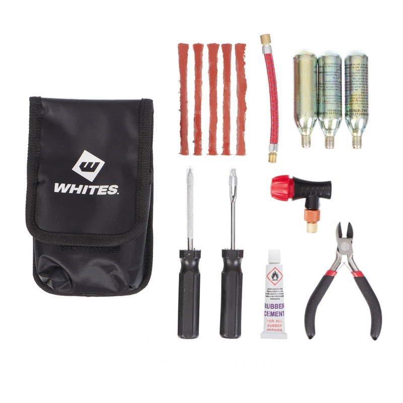Whites Puncture Repair Kit – Compact (Seals, CO2, Tools, Glue, Bag)