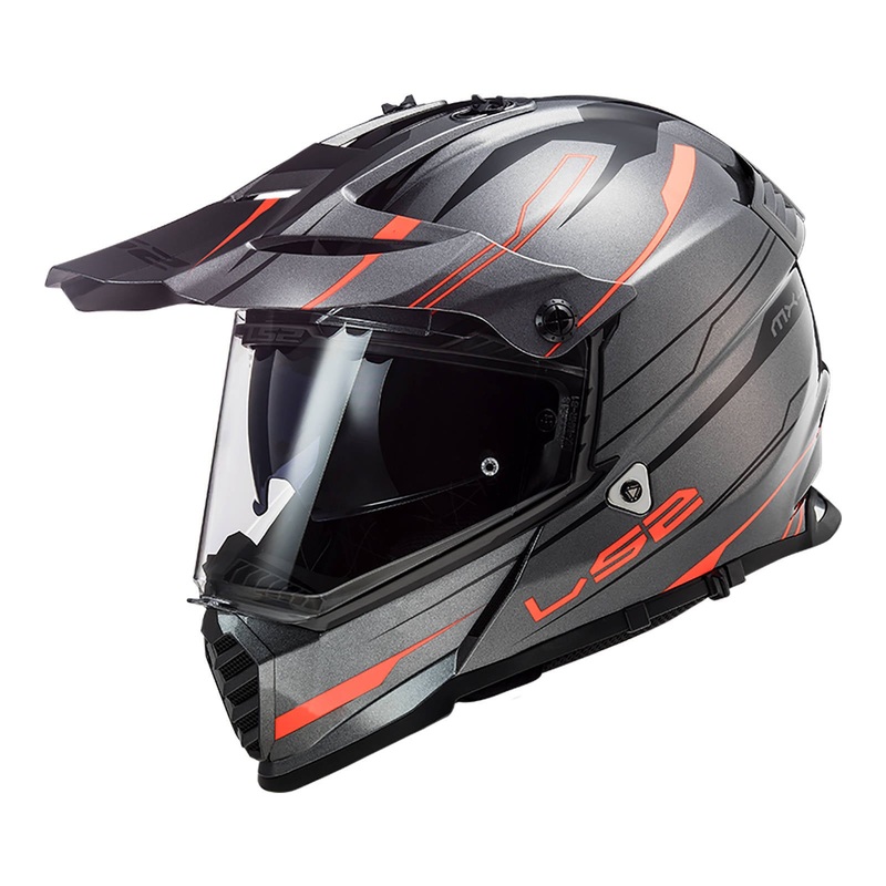 LS2 MX436 Pioneer Evo Knight Helmet – Titanium / Fluro Orange