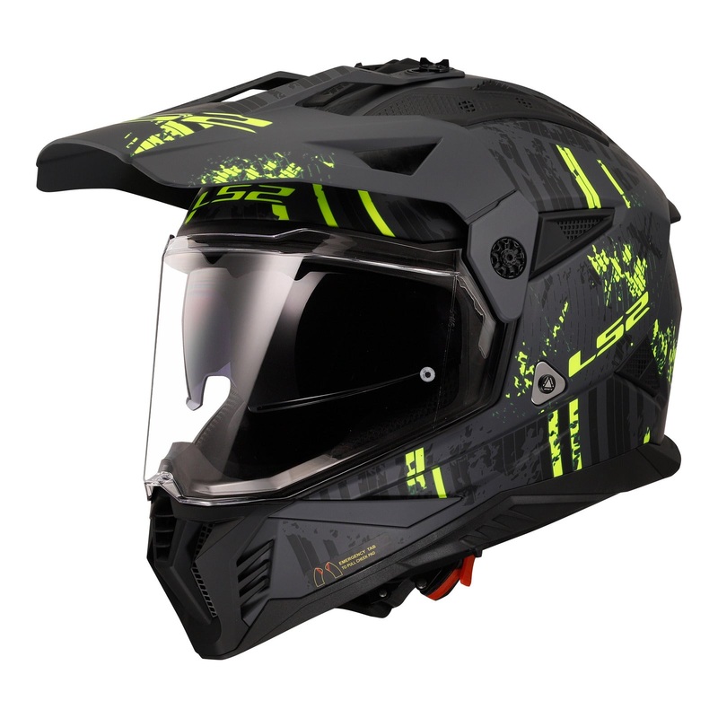 LS2 MX702 Pioneer II Crazy – Matte Black / Grey / Hi-Vis Yellow