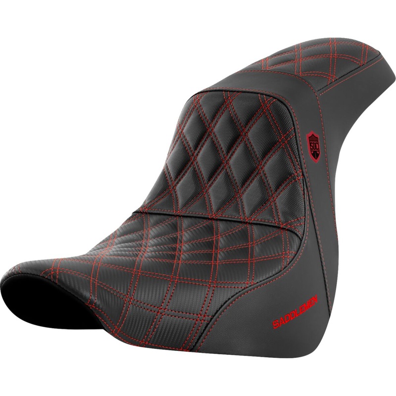 SDC Pro Series Performance Gripper Seat, Red Stitch – 18+ Softail