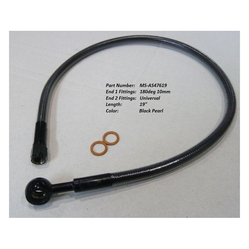 19in. Upper Front Brake Line with 10mm x 180 Degree Banjo – Black Pearl.