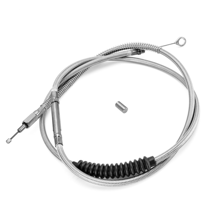 74 11/16″ Extended Length Chrome Stainless Steel Clutch Cable for 2006-2017 Harley Dyna Softail