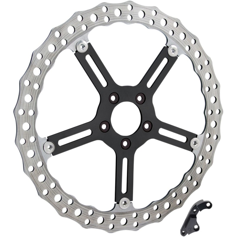 15″ Jagged Left Big Brake Rotor Hub Mount – Black 06-17 Dyna / 15-17 Softail
