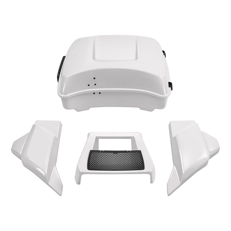 HR3 White Onyx Pearl 10.7″ Chopped Tour Pack, Radiator, and Side Covers for 2024 HD Touring Bikes