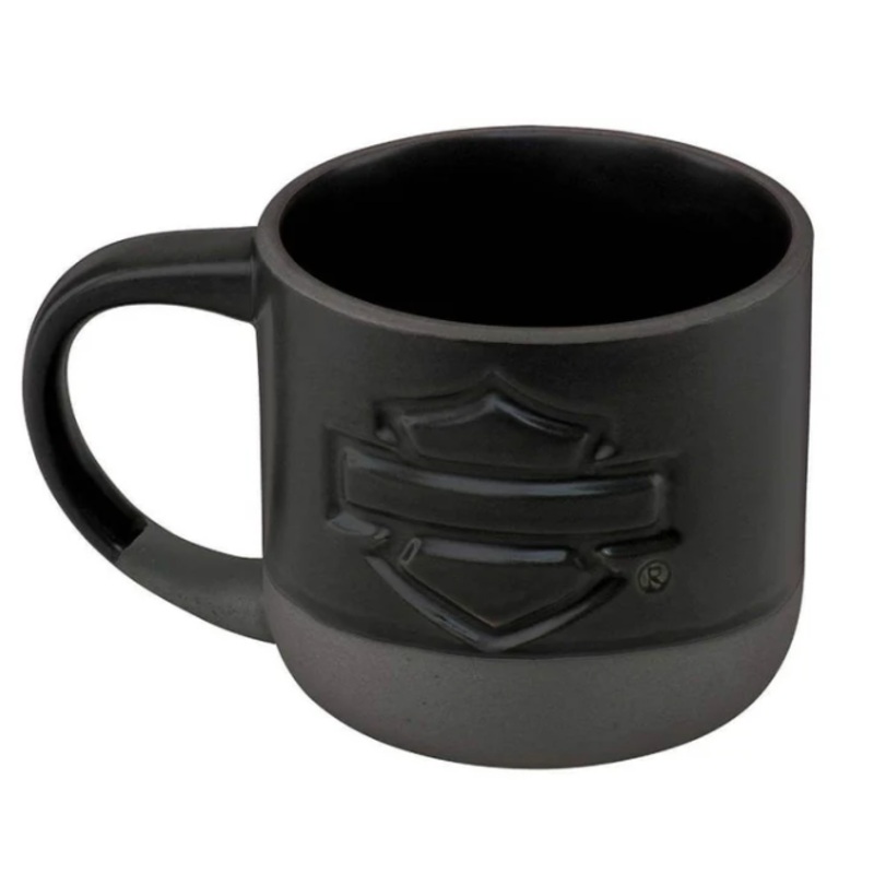 Harley-Davidson Open Bar & Shield Pottery-Style Ceramic Mug, Tonal Gray Base HDX-98662