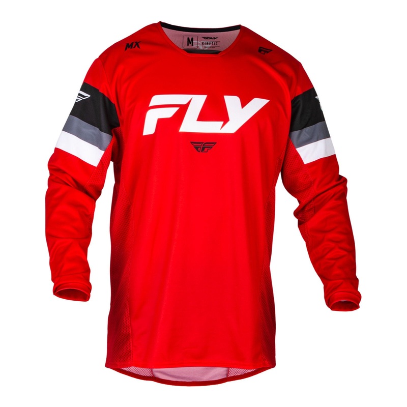 FLY Racing Youth Kinetic Prix Jersey – Red / White / Grey