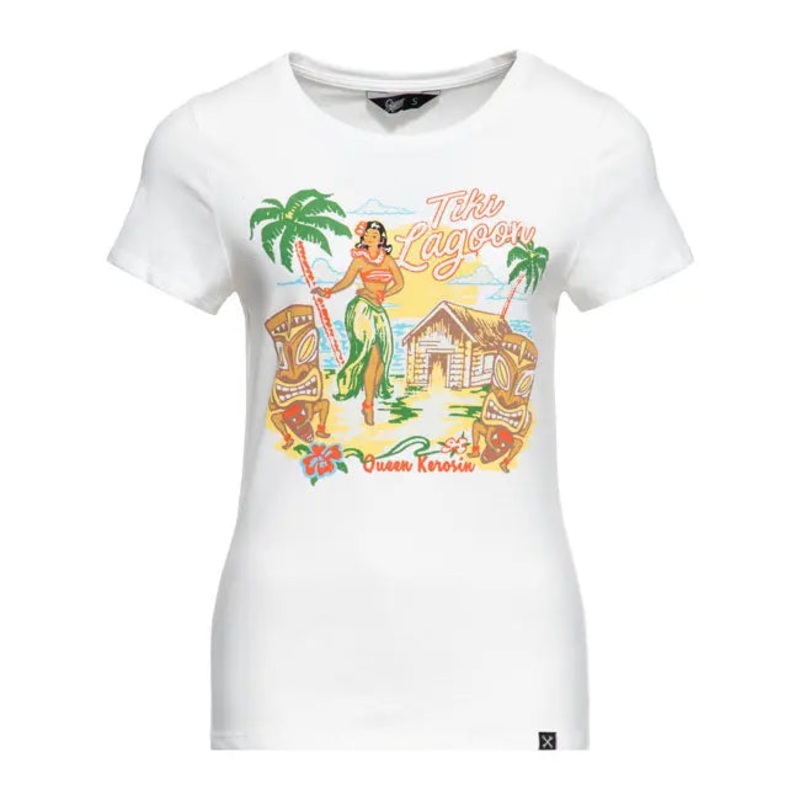 King Kerosin Queen Kerosin Tiki Lagoon Ladies T-Shirt Off-White