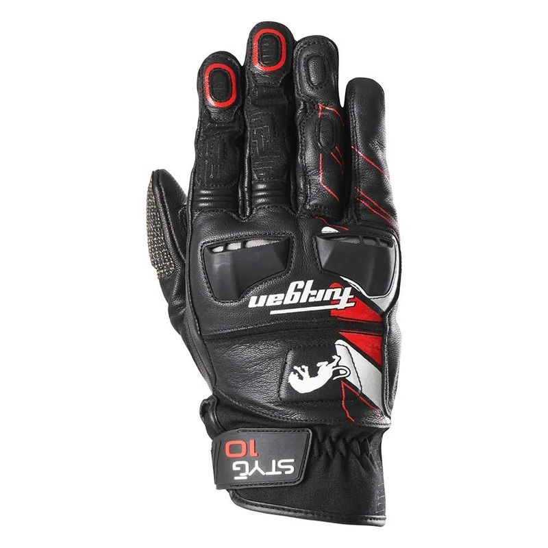 Furygan STYG10 Leather Gloves Black / White / Red