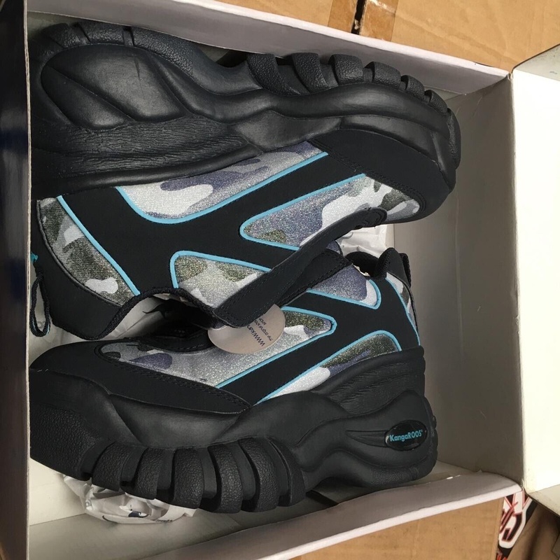 Vintage KangaROOS psychedelic 90,s CAMMO metallic Blue RARE NEW 4 platform sole