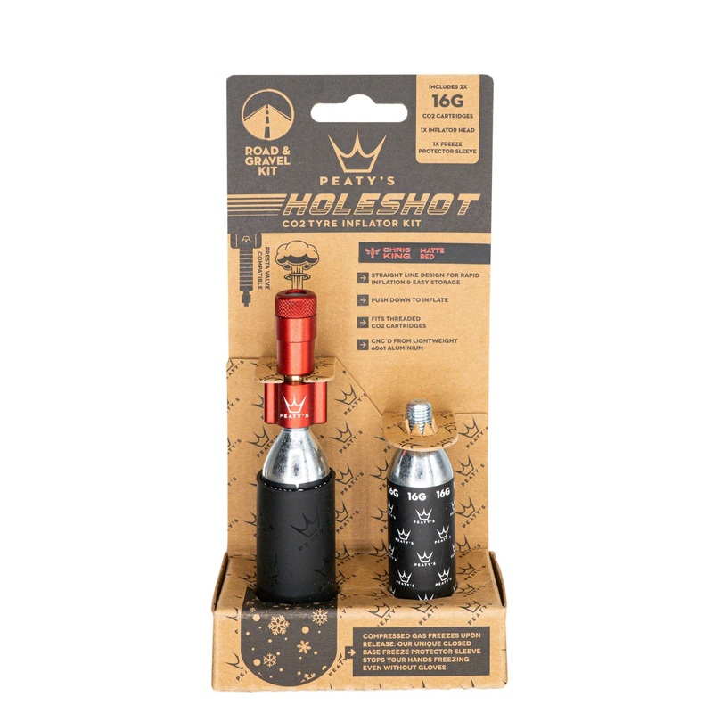 Peatys Holeshot Gravel/Road Tire Inflator Kit w/ CO2 Cartridges – Red