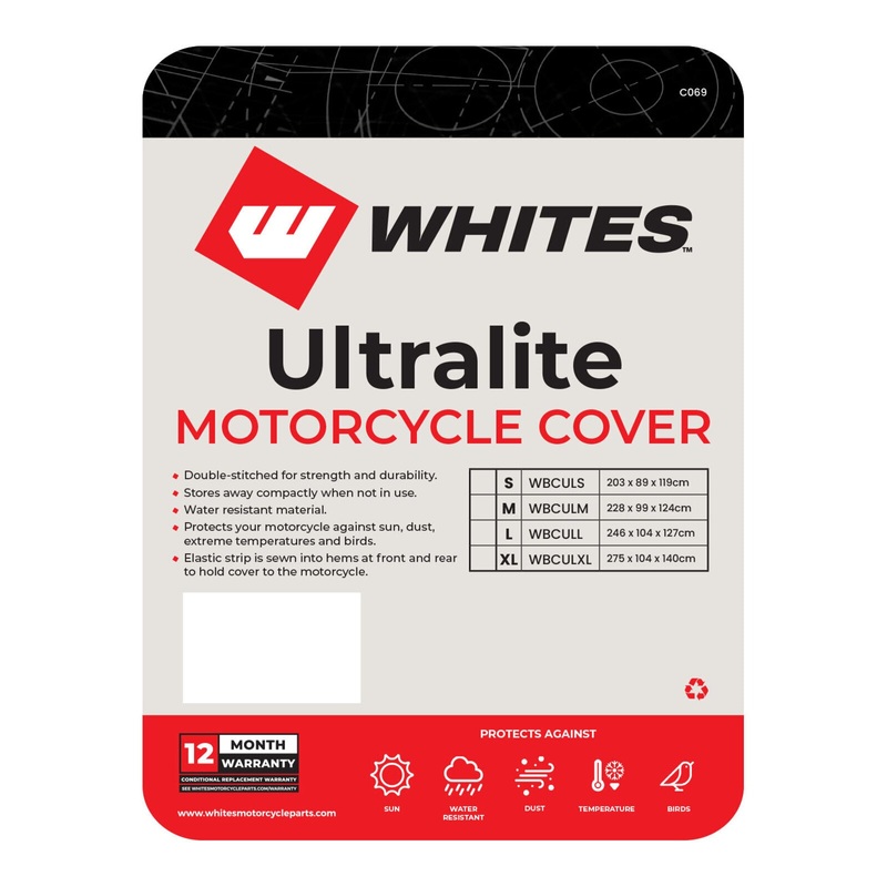 Whites Motorcycle Cover – Ultralite (L / 246 x 104 x 127cm)