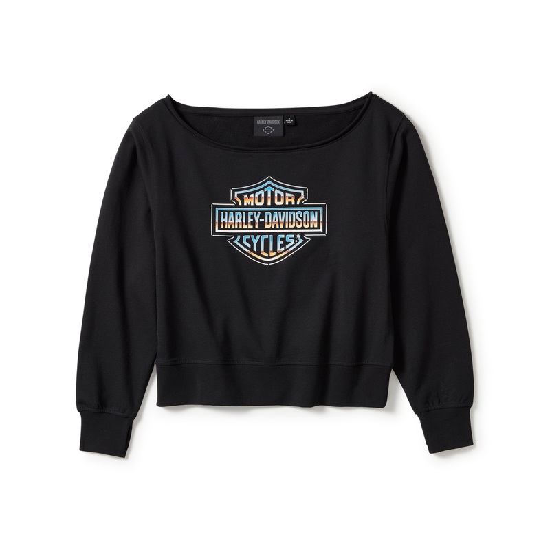 Genuine Harley-Davidson Women’s Chrome Evo Off The Shoulder Crew – Harley Black 96418-25VW