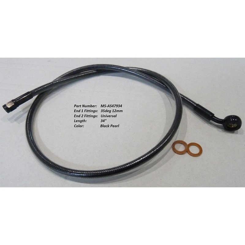 34in. Upper Front Brake Line: 7/16in. x 35 Degree Banjo – Black.