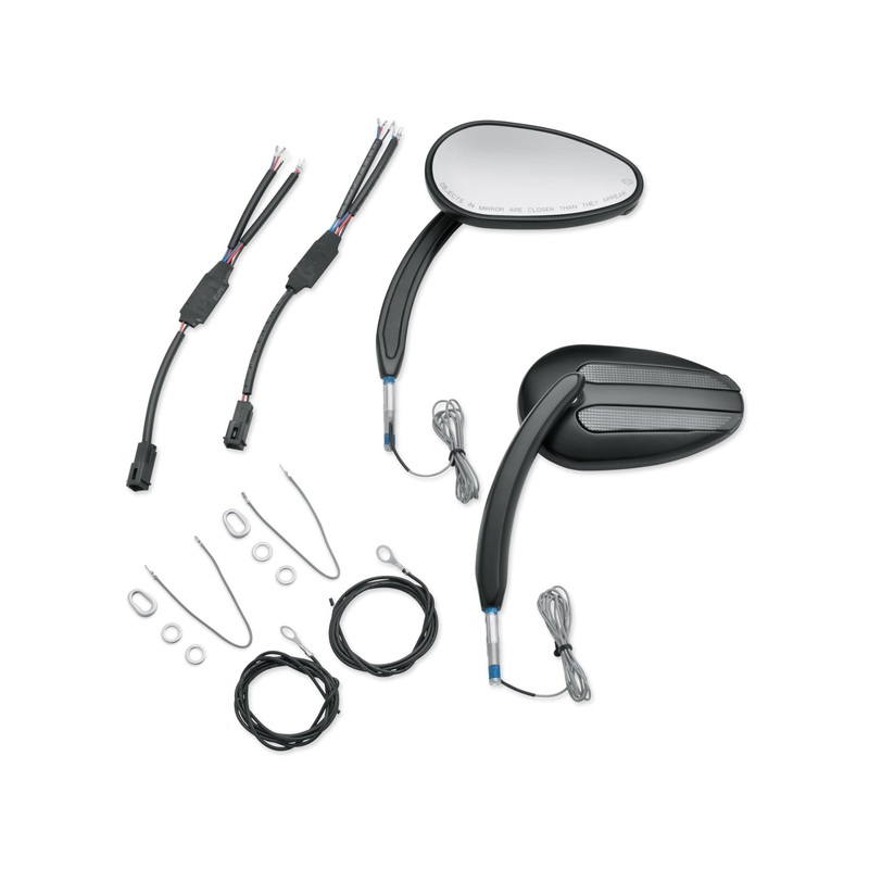 Harley Davidson 56000081 Satin Black Mirror with Auxiliary Running Light and Directional Indicator KIT-MIRROR,ILLUMINATED,BLACK