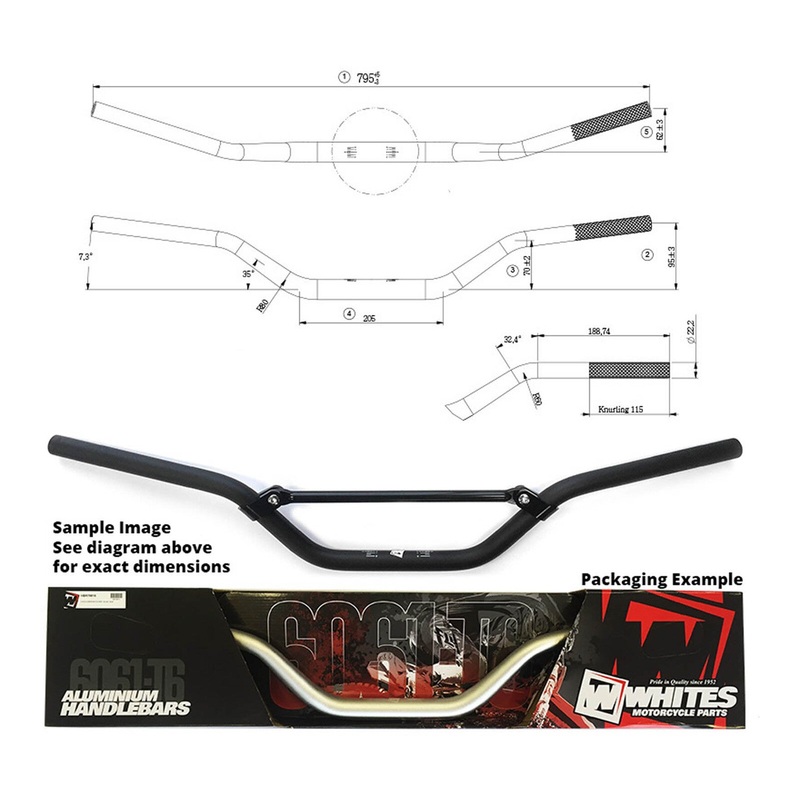 Whites Handlebars Alloy 6061 7/8″ (22.2mm) KTM SX65 Black