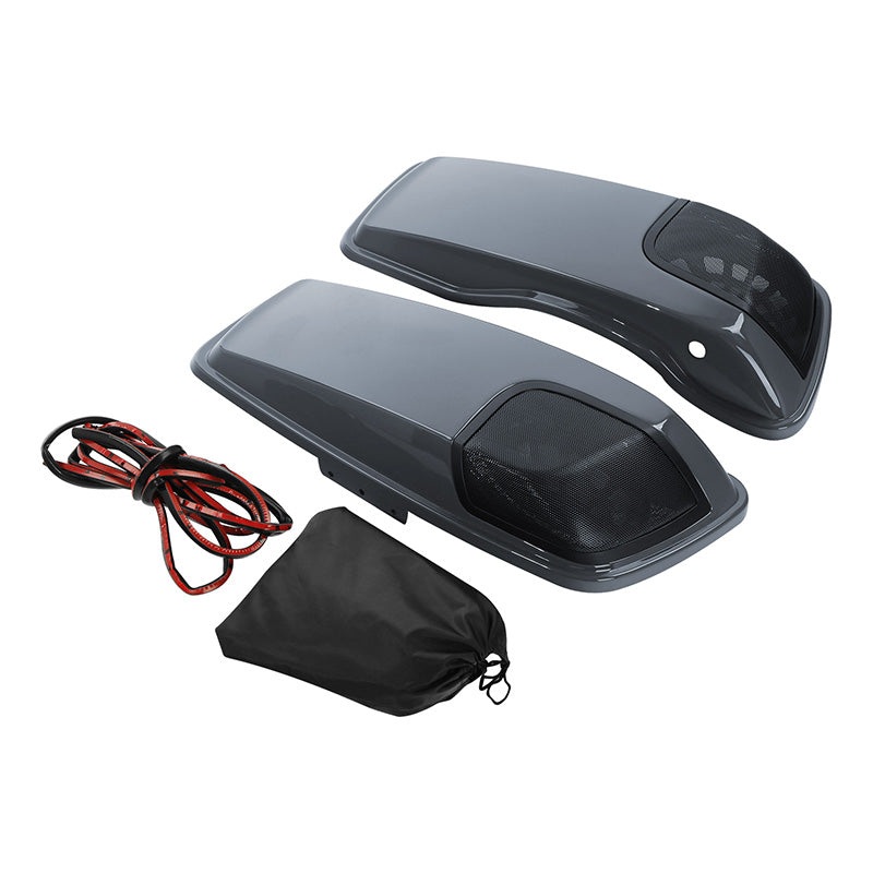 HR3 Gunship Gray CVO Saddlebag Lids With 5″ x 7″ Speaker Cutouts For Harley Touring Models 2014-2023