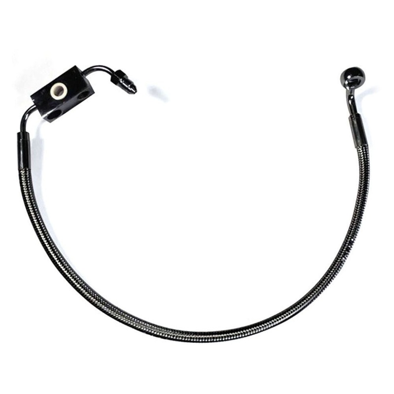 Stock Length Lower Front Brake Line – Black Pearl. Fits Sportster Seventy-Two 2014-2016 with ABS & Single Front Disc Caliper.