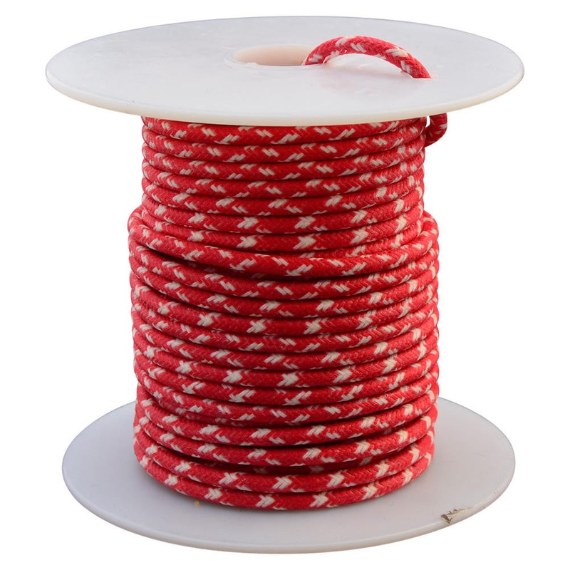 16 AWG Vintage Cloth Covered Automotive Electrical Wire – Red with 2 Crossing White Tracers – 10 FT