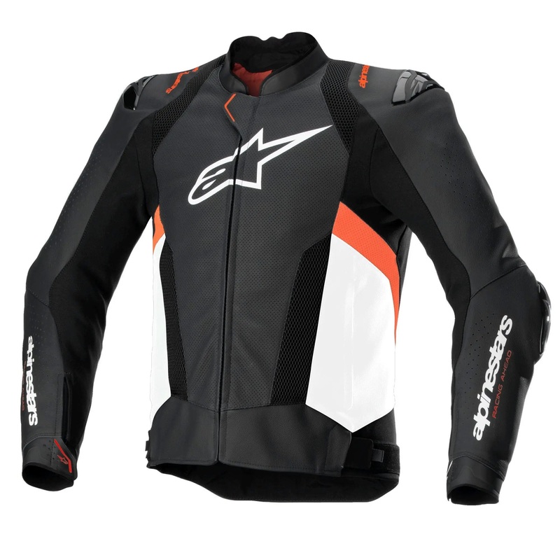 Alpinestars Missile V3 Airflow Leather Jacket Black / White / Fluo Red