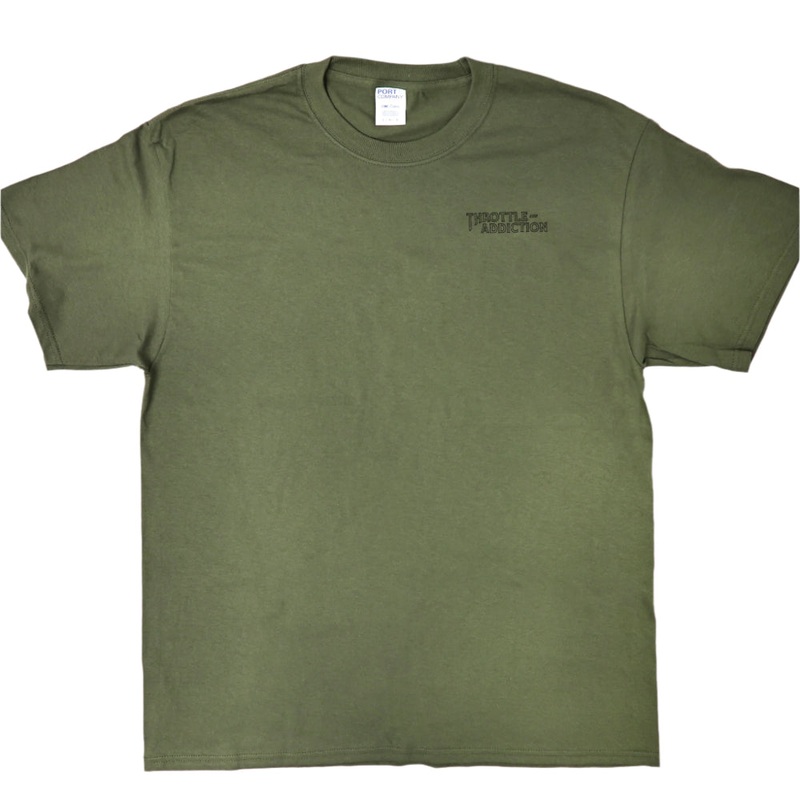 Throttle Addiction Outline Logo T-Shirt – OD Green