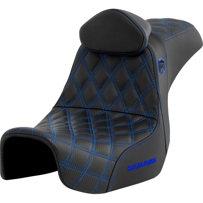 SDC Pro Series Performance Gripper Seat w/Lumbar Rest, Blue Stitch – 06-17 Dyna