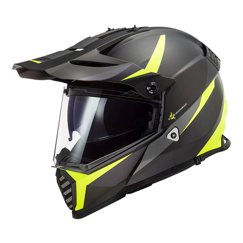 LS2 MX436 Pioneer Evo Router Helmet – Matte Black / Hi-Vis Yellow