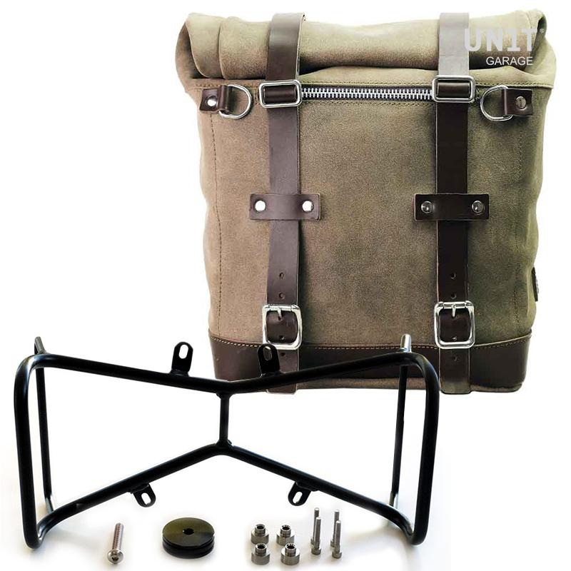 Unit Garage R9T Series Single Scram Waxed Suede Pannier & Double Symmetrical Luggage Rack